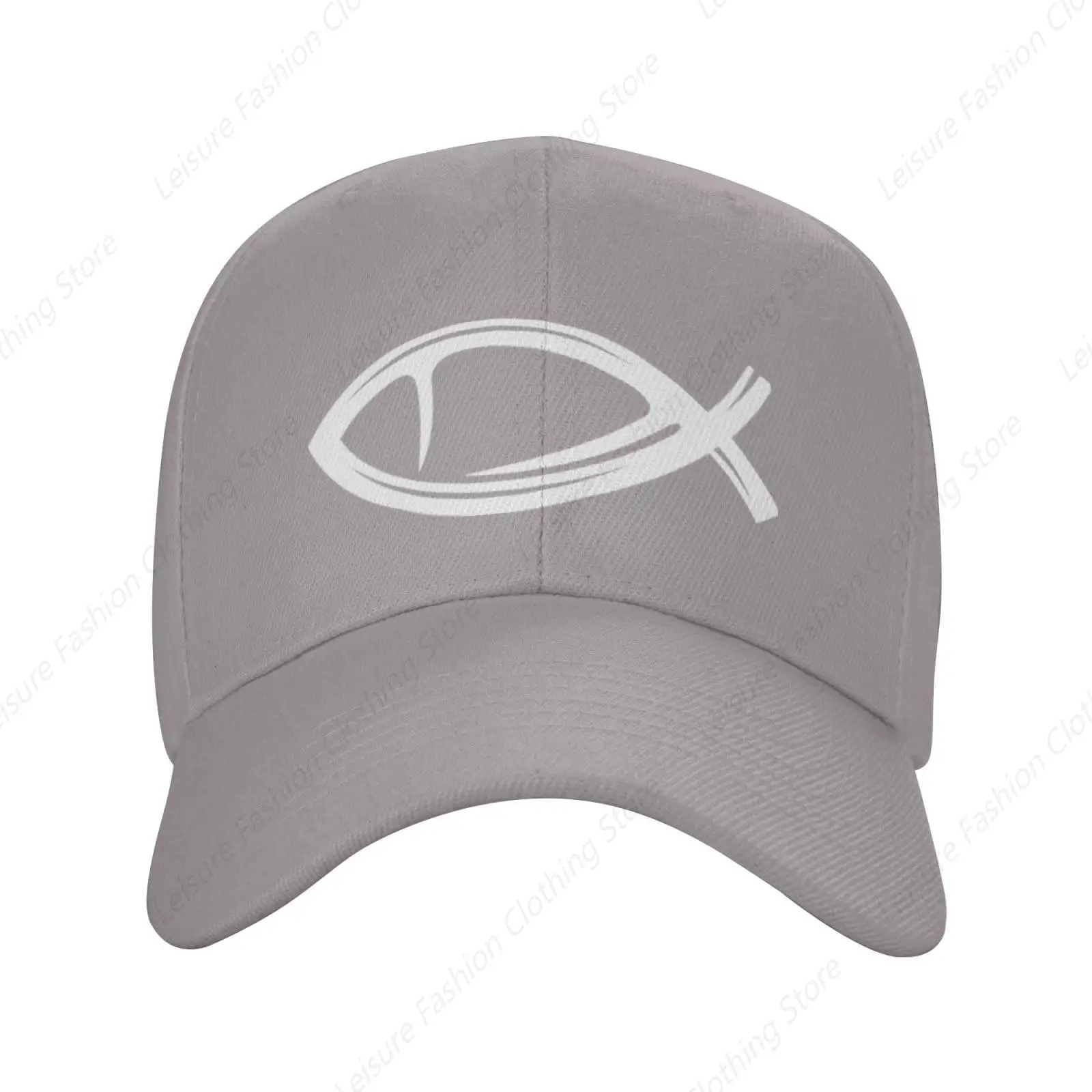 Ichthys Jesus Fish Religion Christian Catholic Church Gifts Men Women Washed Distressed Baseball Cap Vintage Adjustable Dad Hat