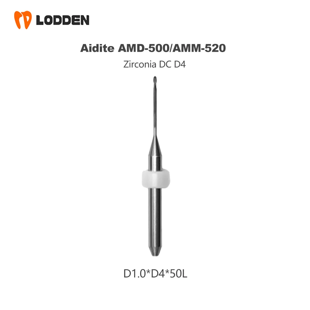 Aidite AMD-500/AMM-520 Dental Milling Cutters For Zirconia DC/DCG/DLC Coating D4 Shank CAD CAM Grinding Drills 2.0/1.0/0.6/0.3mm