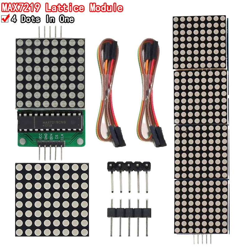 MAX7219 Dot Matrix Module Microcontroller Module Control Module Display Module 4 In One Display With 5P Line For Arduino