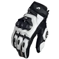 Guantes de moto blancos y negros para conducir, guantes de carreras de cuero genuino, piel de oveja, piel de vaca, cabra de carreras, Caballero, pantalla táctil