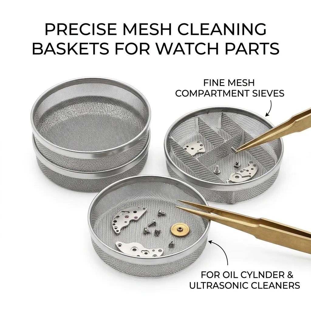 Watch Parts Cleaning Basket Mesh Holder Small Screws Oil Washing Tray Dryer Organizer for Watch Cleaning Machine