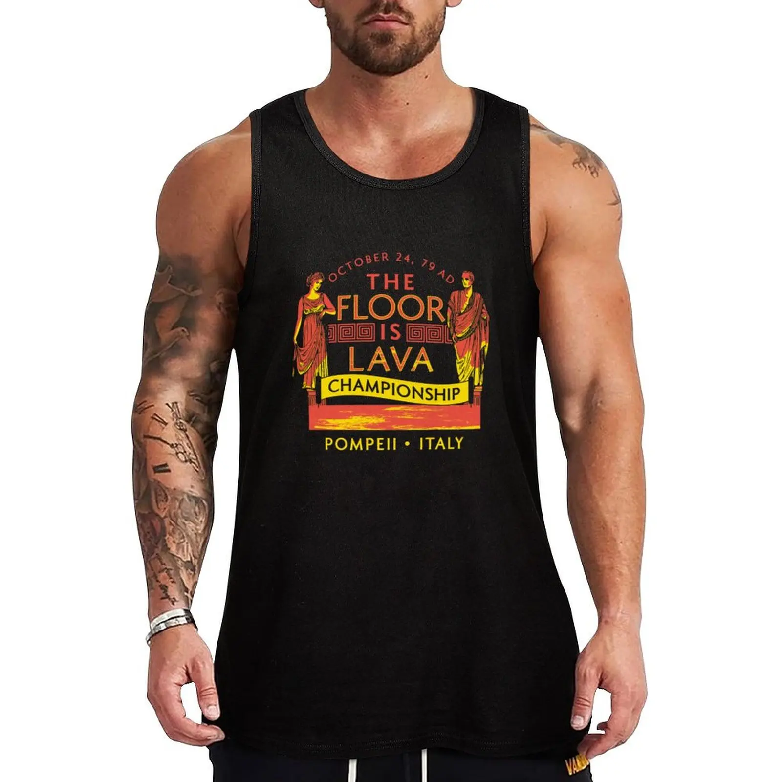 

Pompeii Floor Is Lava Championship Tank Top anime gym Male vest Men's gym articles t-shirt Men's