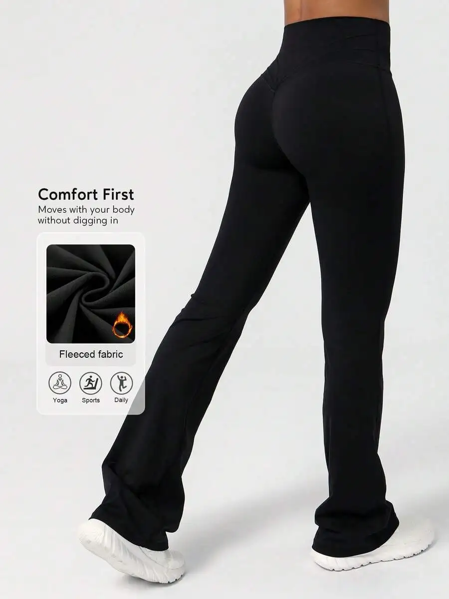 High Elastic Flared Yoga Pants Women Tight Fitting Bootcut Design For Dancing Fitness Sports Daily Wear