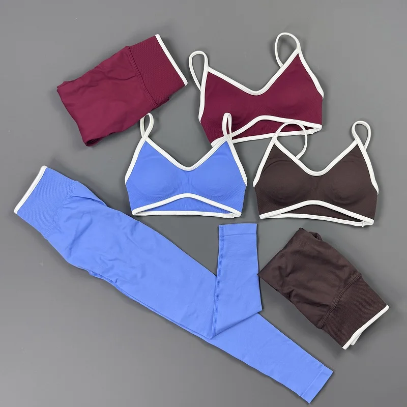 2 Pieces Gym Set Women Crisscross Back Strap Bra Top High‑Rise Crossover Waist Shorts Stretchy Exercise Errands Daily Activewear