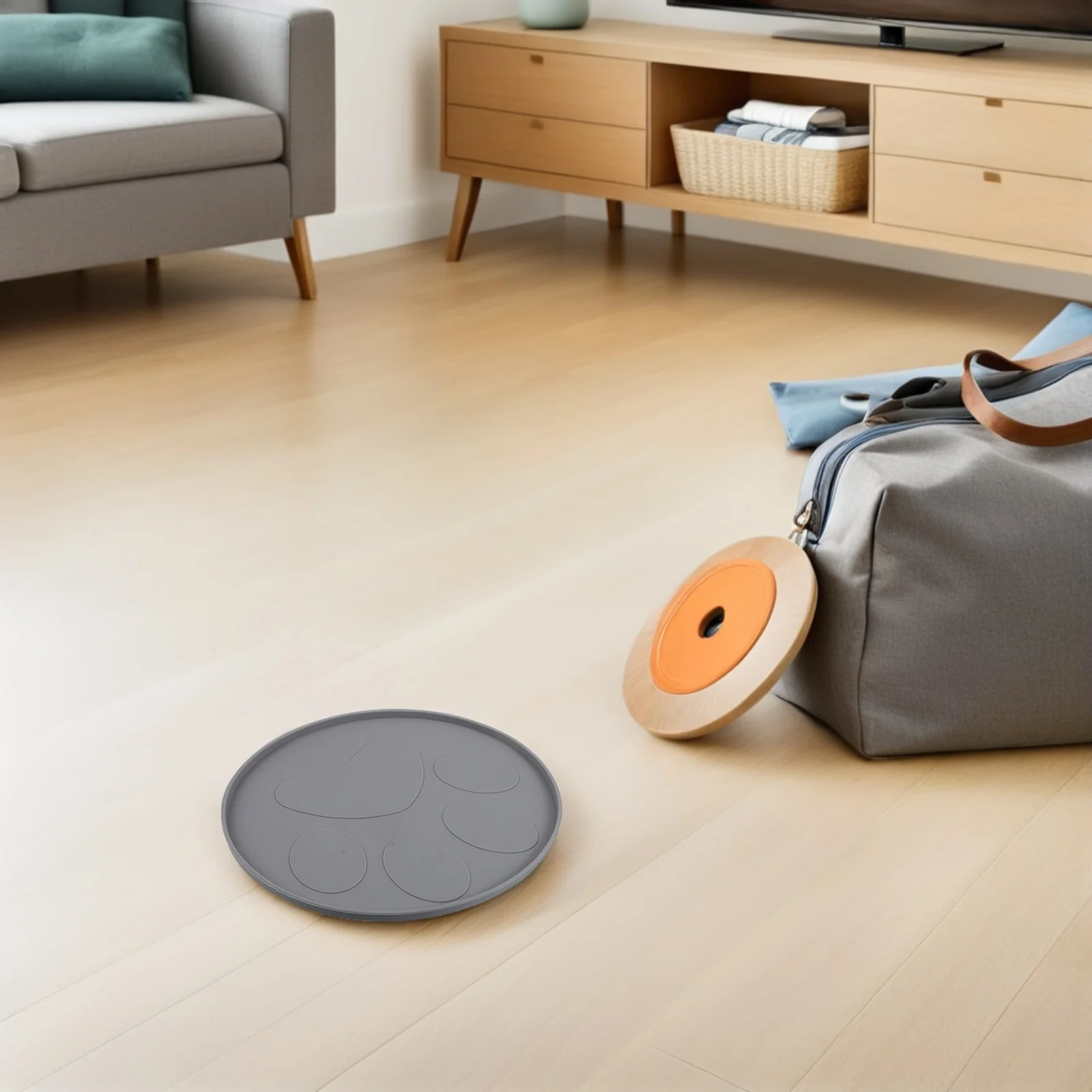 

2Pcs Pet Feeding Mat Round Shape Nonslip Base Cute Paw Print Pattern Slow Eating Aid Easy Clean Dog Cat Water Bowl Mats