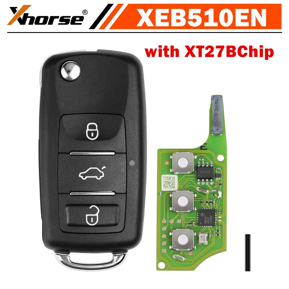 XHORSE XEB510EN B5 Super klucz zdalny 3 przyciski z XT27B Super Chip dla Volkswagen B5 typu VVDI2, narzędzie VVDI Max Pro