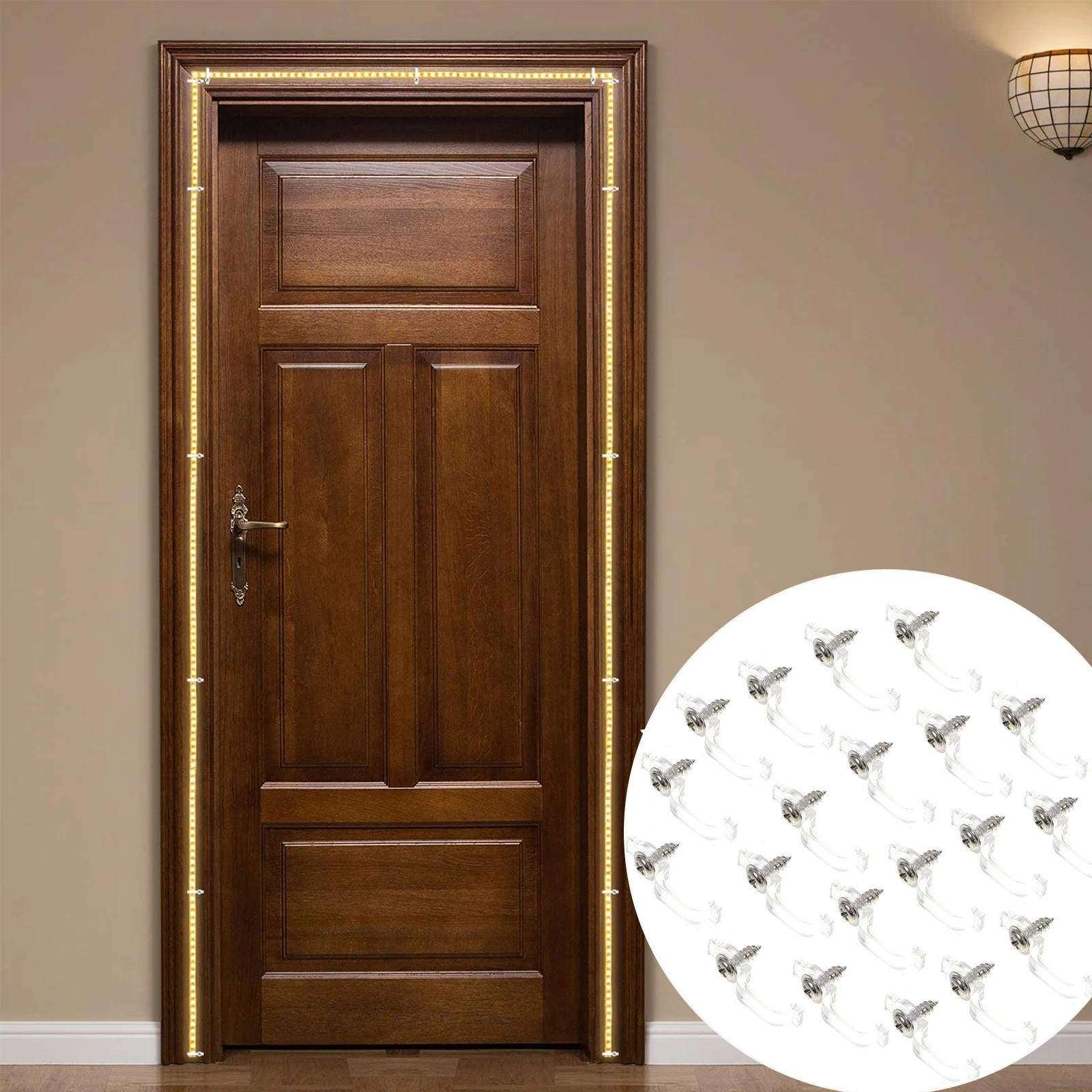 

100Pcs LED Strip Light Clips Strong Fixing Clips for Tape Lights Compact Lightweight Mounting Clamps with Screws