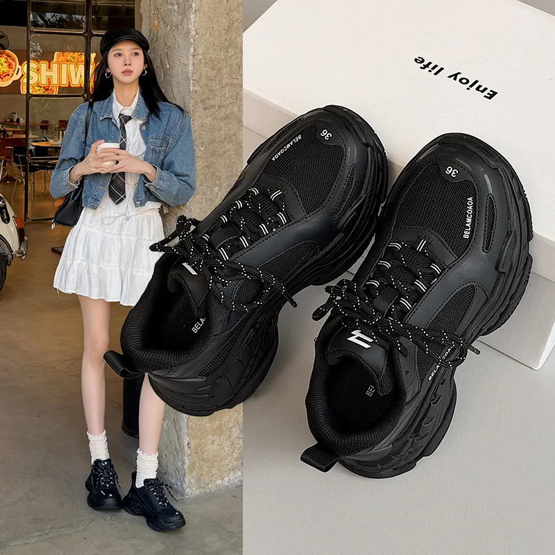 

High-quality Men's and Women's Breathable Mesh Sports Casual Shoes, New Couples Increase Non-slip Lace-up Casual Sports Shoes
