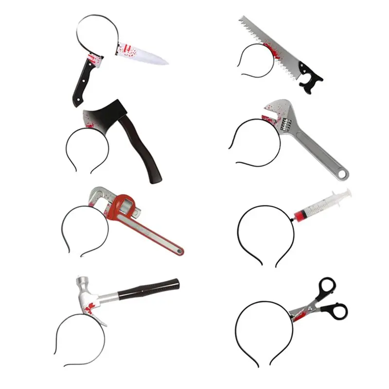 

Набор из 8 предметов для Хэллоуина: кровавые топоры, пилы, ножи, повязки на голову для вечеринок и маскарадов