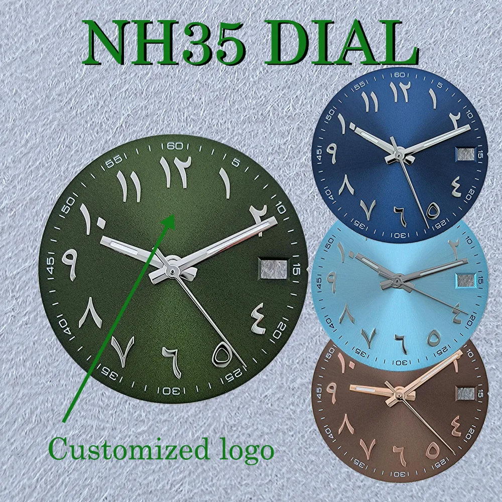 NH35-Zifferblatt, arabische Ziffern, individuelles Logo, Herrenuhr, Zifferblatt, 28,5 mm, keine Leuchtkraft, passend für NH35/NH36-Uhrwerk, Uhrenzubehör