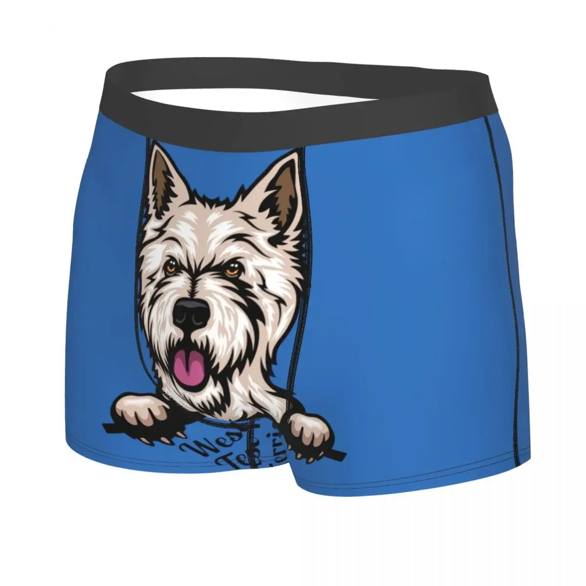 Peeking Dog West Highland White Terrier Underwear Men Stretch Westie Boxer Briefs Shorts Panties Soft Underpants For Male