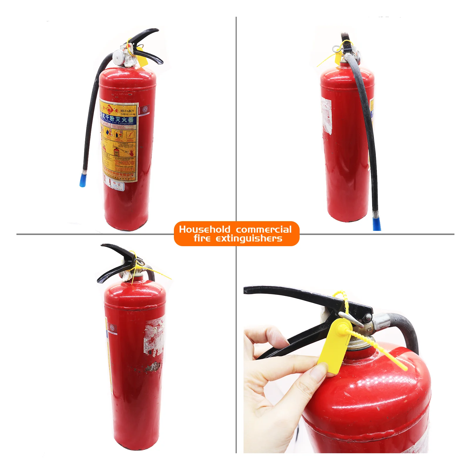 100Pcs Custom Fire Extinguisher Seals  Plastic Disposable Security Beaded Custom Logo Tearable Zip Tie Extintor Sign Labels Tags