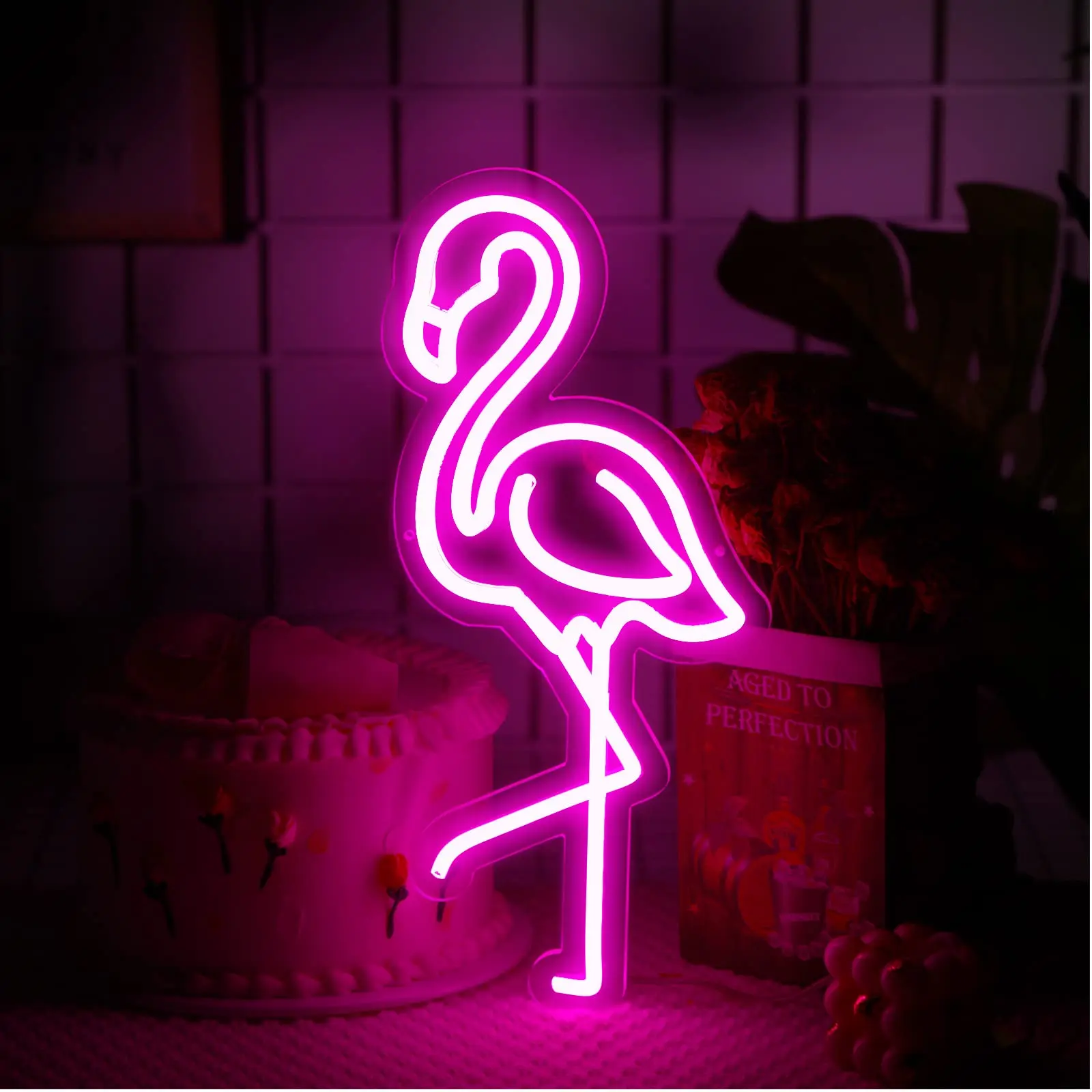 Flamingo Neon Signs Aesthetic Pink LED Flamingo Lights Decoration for Wall Decor Bar Living Room Bedroom Kids Room USB Powered