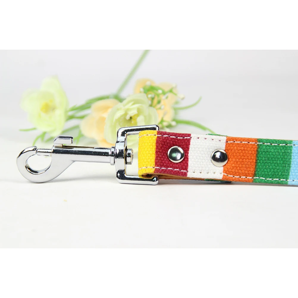 

Pet Leash Rope Canvas Collars Holder Dog Leashes for Medium Dogs Rainbow Lead Training