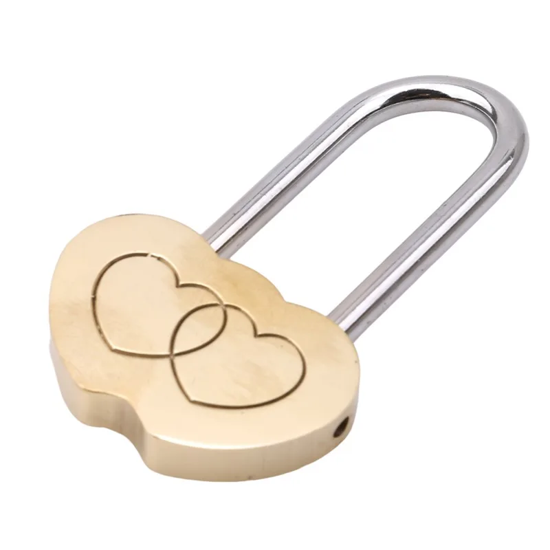 1pc Padlock Love Lock Engraved Double Heart Valentines Anniversary Day Gifts Couple Christmas Gift