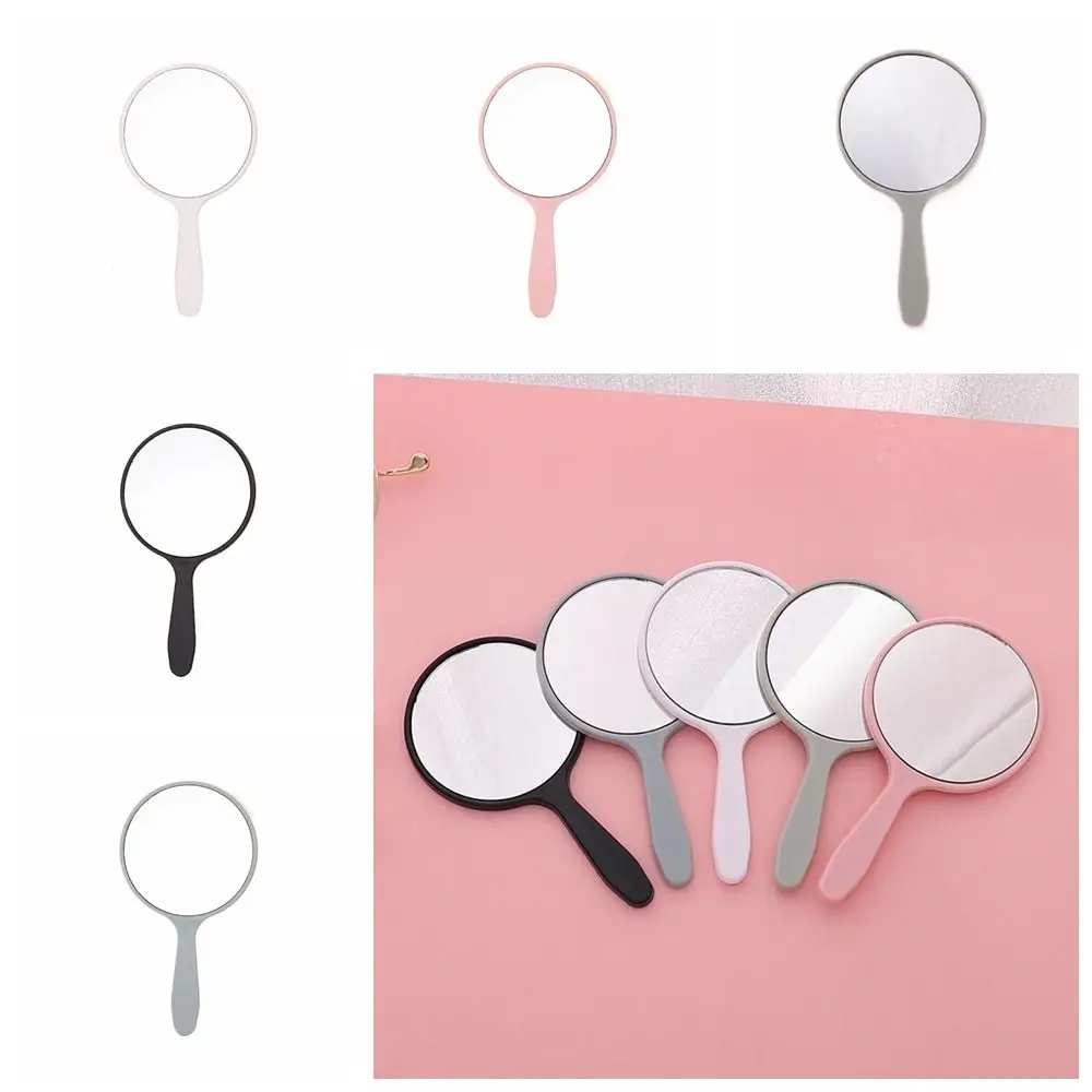 Durable DIY Makeup Mirror Handheld With Handle Round Handheld Mirror Small Anti-fall Portable Mirror Bedroom