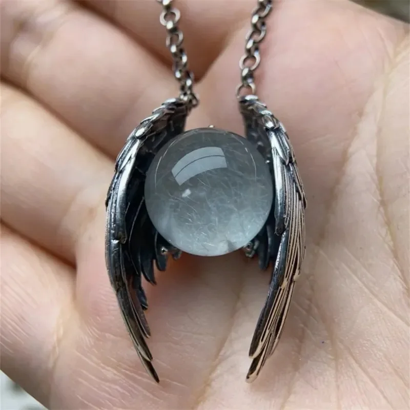 Halloween Ghost Wings Pendant Necklace Punk Retro Crystal Necklace Women's Personalized Jewelry Role-Playing Accessories Gifts