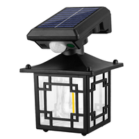 ABMO Solar Wall Lanterns Outdoor Waterproof 200LM Motion Sensor Wall Lights Fence Light with 3 Modes Exterior Wall Sconces