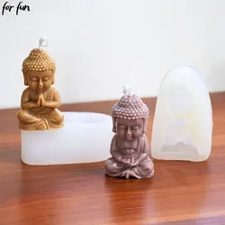 Per divertimento 3d Buddha stampo per candele in Silicone chiesa Buddha incenso candela decorazione in gesso stampo candela per chiesa fai da te decorazioni per la casa