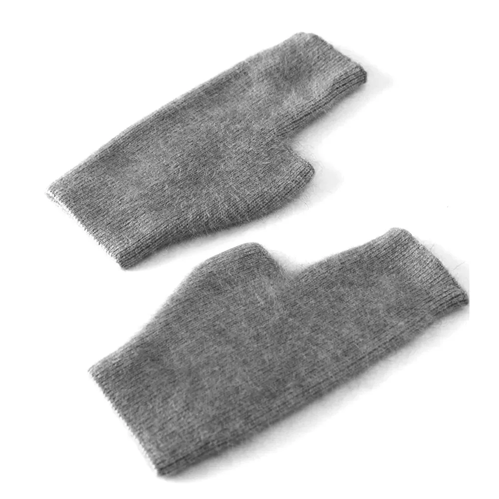 Protable Wool Mink Cashmere Gloves Exposed Finger Fingerless Wrist Gloves Windproof Cold Proof Thick Warm Gloves Winter