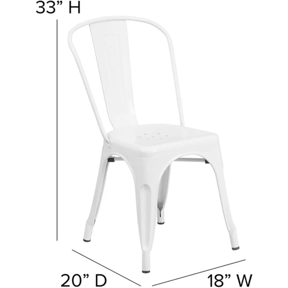 Perry Commercial Grade White Metal Indoor-Outdoor Stackable Chair