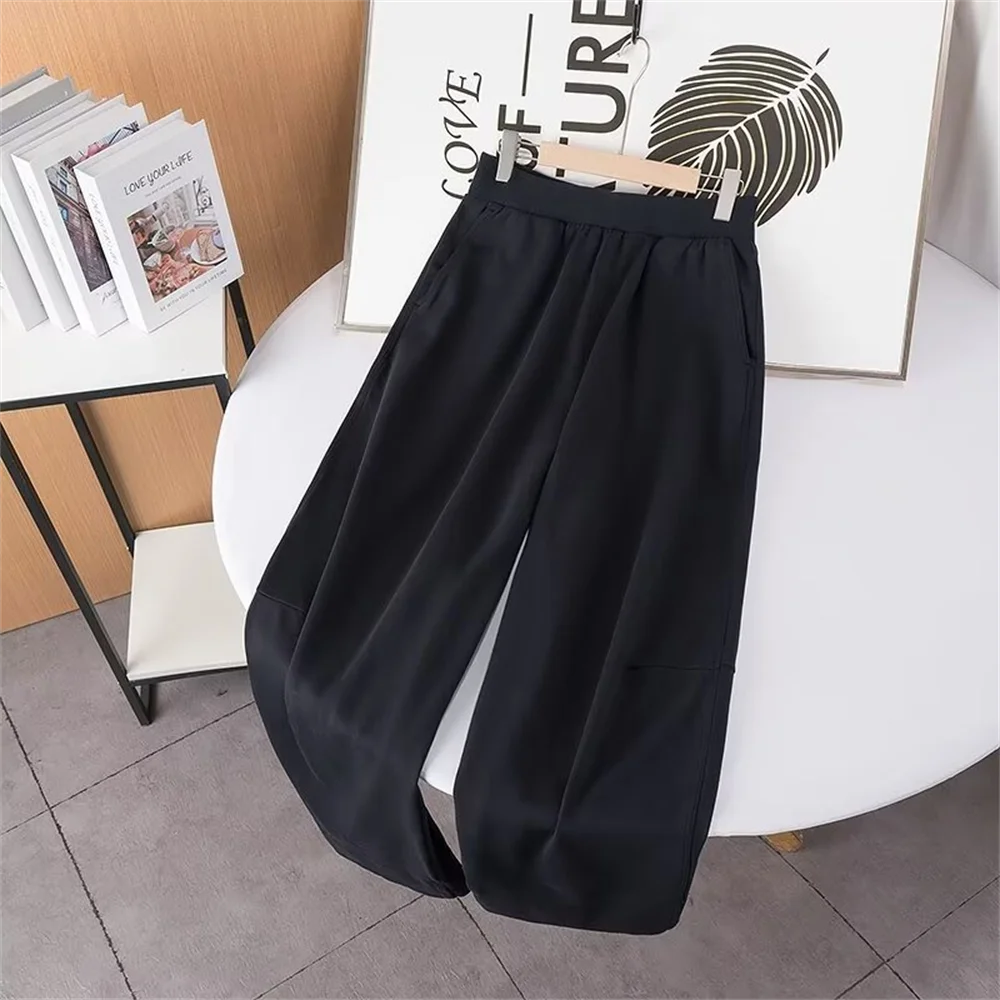 Cos Lris 2024 Spring New Product Women\'s Casual Versatile Loose Natural Waist Solid Color Sports Pants