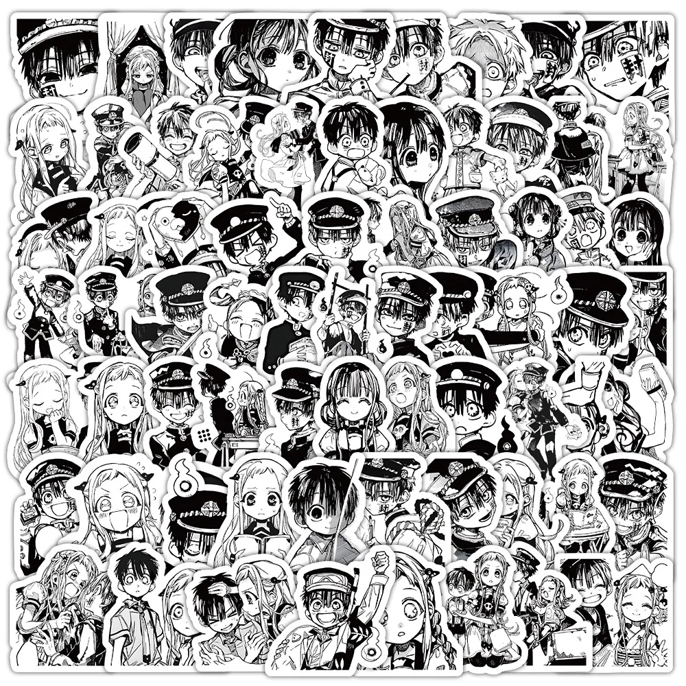 50/100PCS Toilet Bound Hanako Kun Stickers Black White Sticker Anime Decals DIY Luggage Laptop Phone Car Bike Skateboard