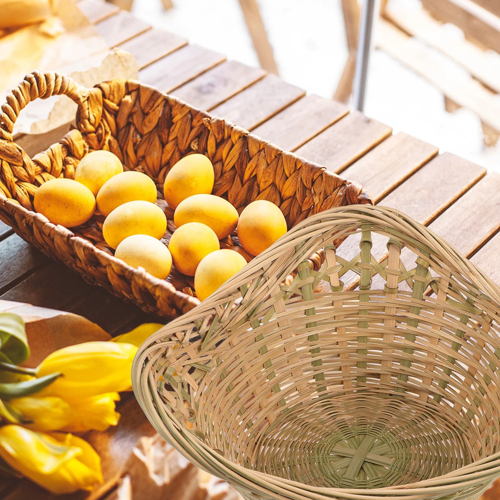 

Woven Storage Basket Bamboo Egg Holder Fruits Picking Kitchen Household Multi function Reliable Suitable Home Restaurant