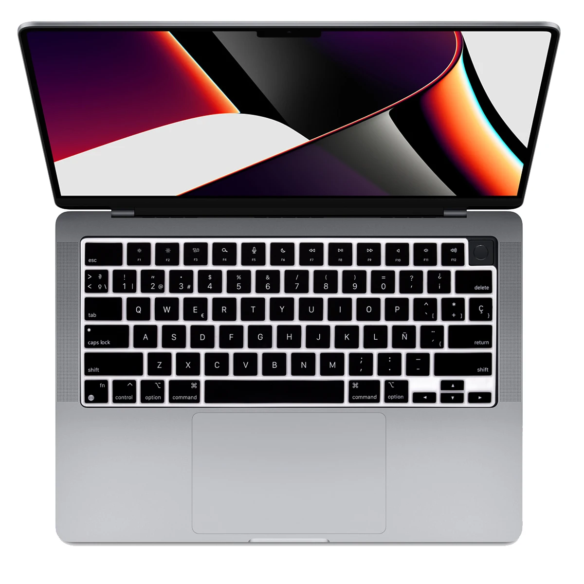 Black Multilingual Keyboard Cover Skin for Mac 2025-2021 Pro 14