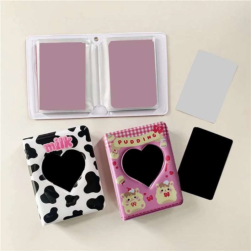 3 Inch Mini Photo Album Photocard Holder, Love Heart Hollow Photocard Id Holder 40 Pockets