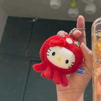 Sanrios Creative Octopus Octopus Hellokitty Girls Bag Toys Pendant Kawaii Anime Plush Doll Keychain Decoration Birthday Gift New