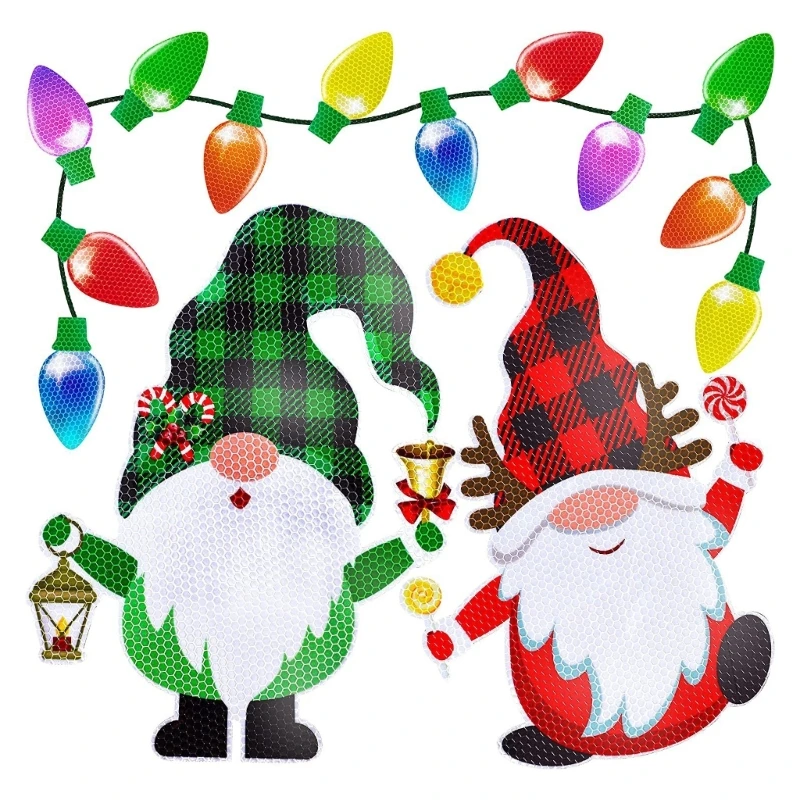 26pcs Christmas Car Magnets Gnome Sticker Reflective Bulb Light Magnet Refrigerator Decorations for Garage Door Decal Dropship