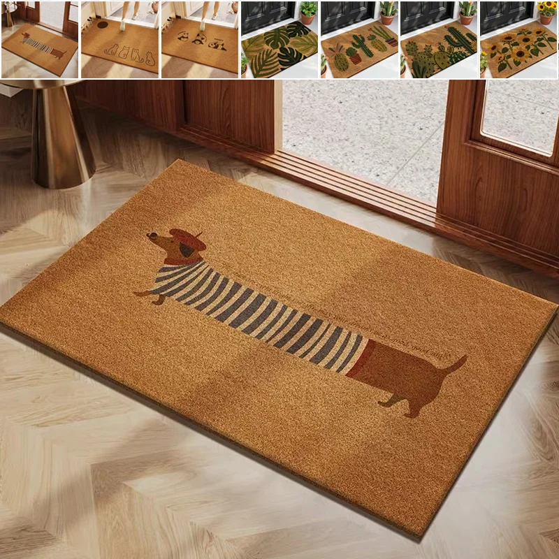 1PC Imitation Coconut Palm Anti-Slip Door Mat Cuttable Dirt-Resistant Entryway Rug for Indoor Outdoor Household Home Decoration