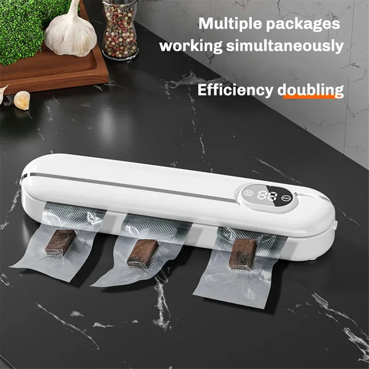 Electric Vacuum Sealer Packaging Machine for Home Kitchen Automatic Vacuum Food Sealing,White,EU Plug