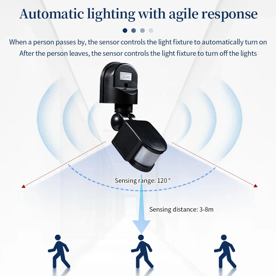 Motion Sensor Light Switch Automatic Infrared PIR Movement Detector Wall Mount Indoor Outdoor Sensor Timer Switch AC220V AC110V