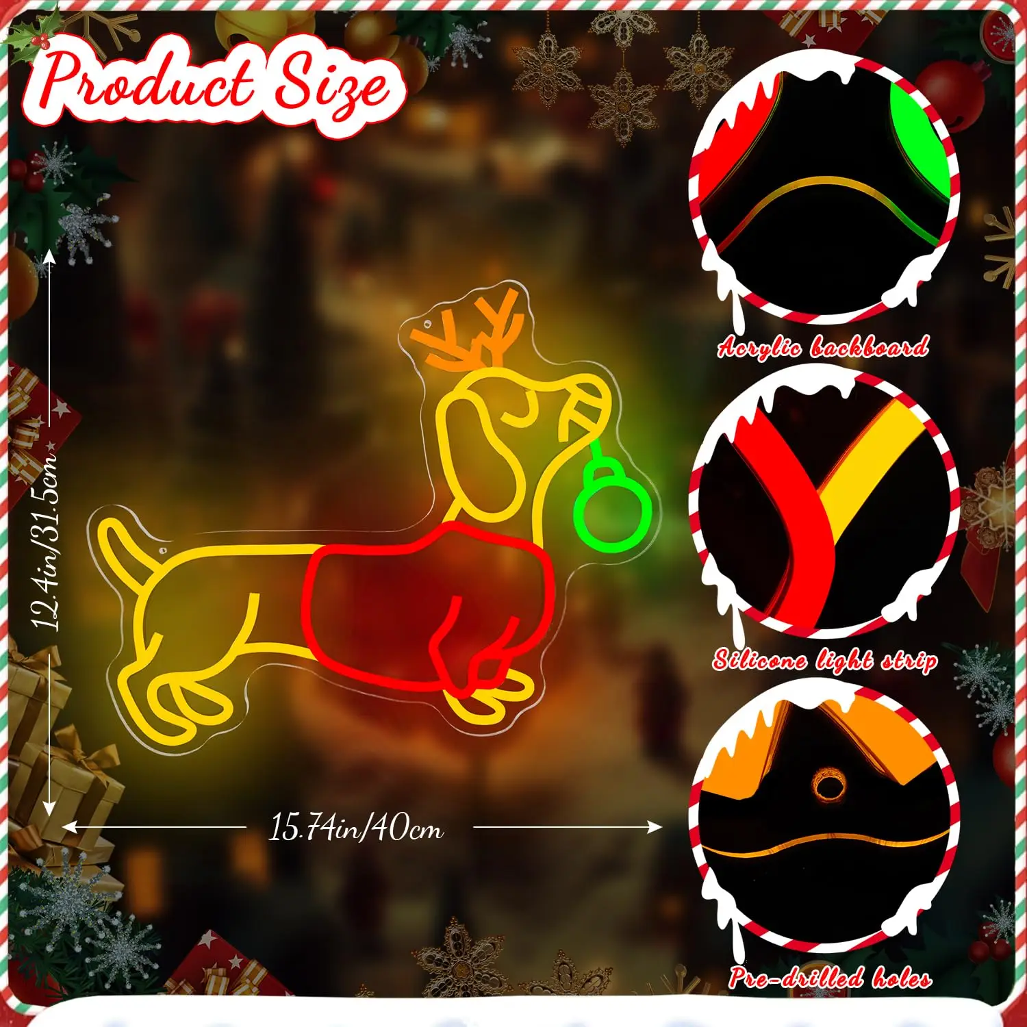 Luz de neón de perro salchicha para decoración de pared, dormitorio de Navidad, señal Led regulable para perro, letrero iluminado para decoración del hogar y la habitación