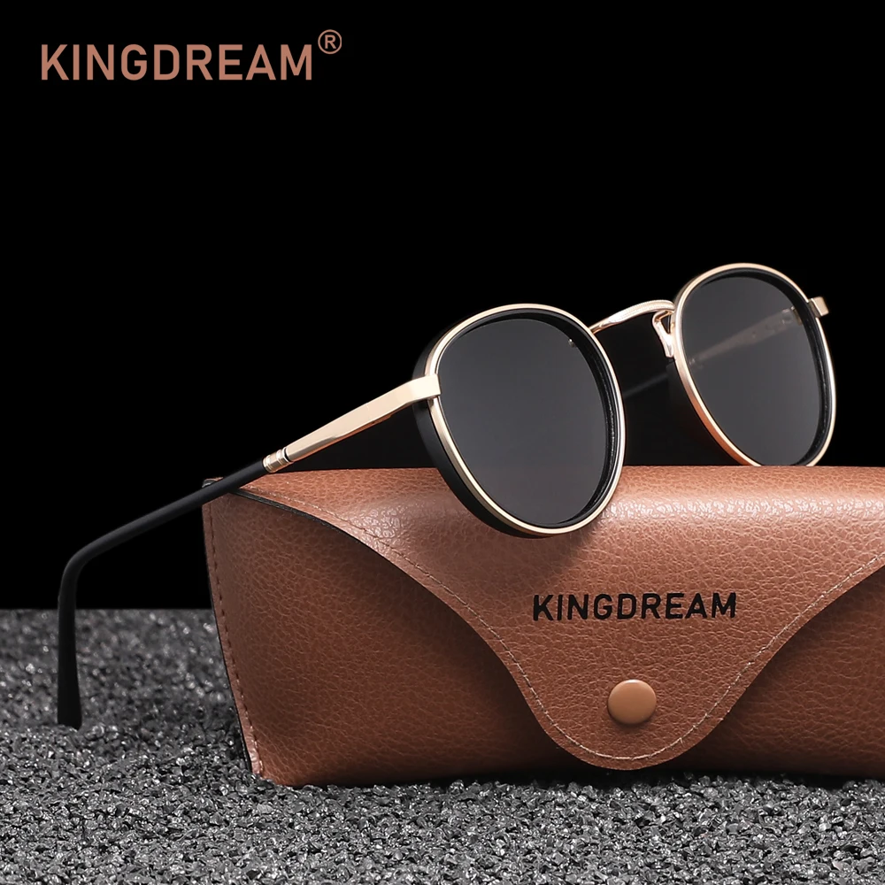 KINGDREAM Polarisierte Sonnenbrille mit rundem Rahmen für Herren, lässig, UV400, Damen, Reisebrillen, Zubehör