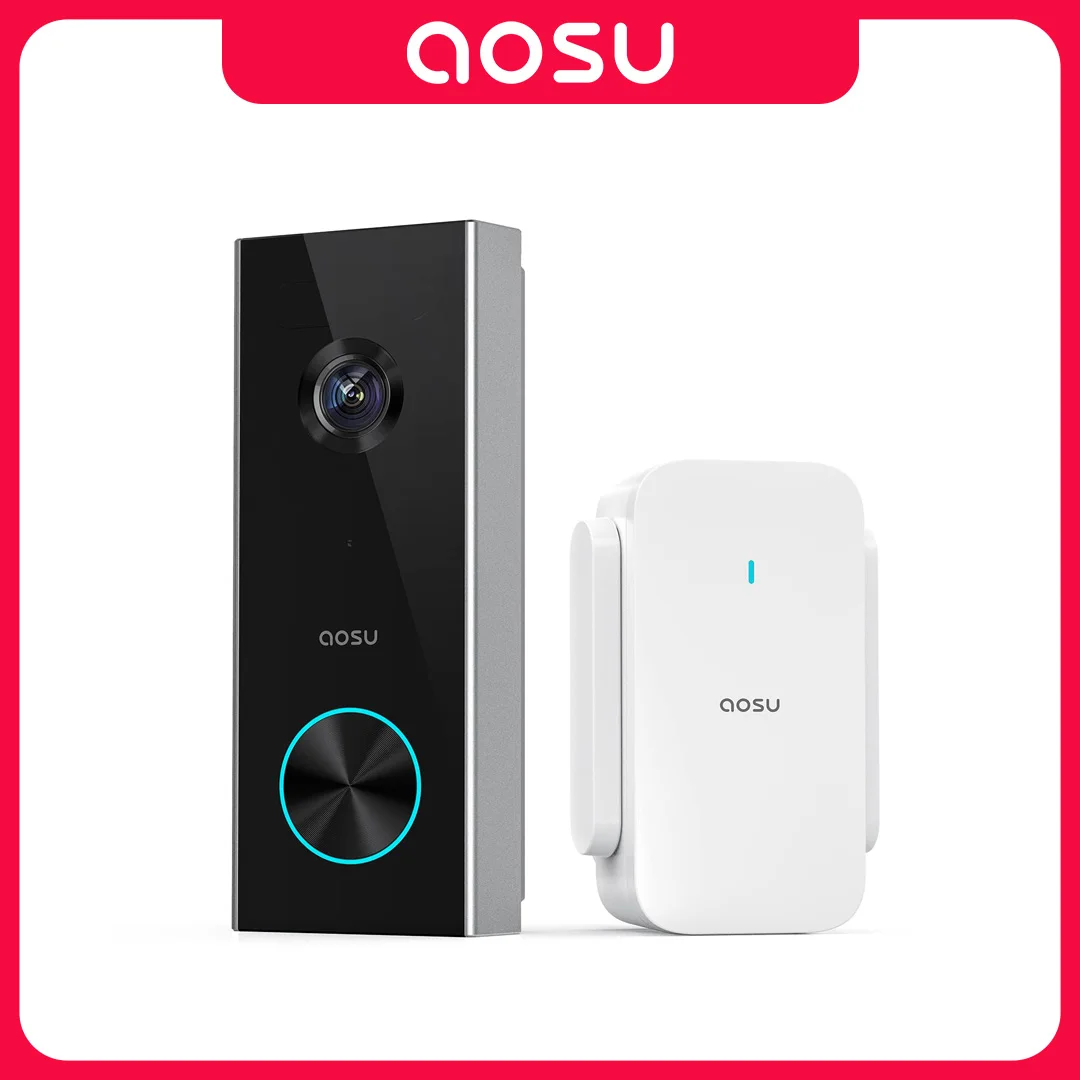 AOSU-videoportero inalámbrico de 3MP, timbre con WiFi, batería integrada, detección humana IA, Audio bidireccional, timbre de puerta inteligente, compatible con Alexa