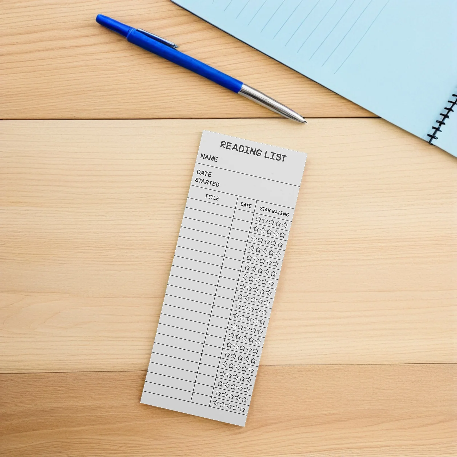 

50Pcs Paper Bookmark Reading List Tracker with Writing Space Portable Lightweight Book Journal Markers for Reading Logs and