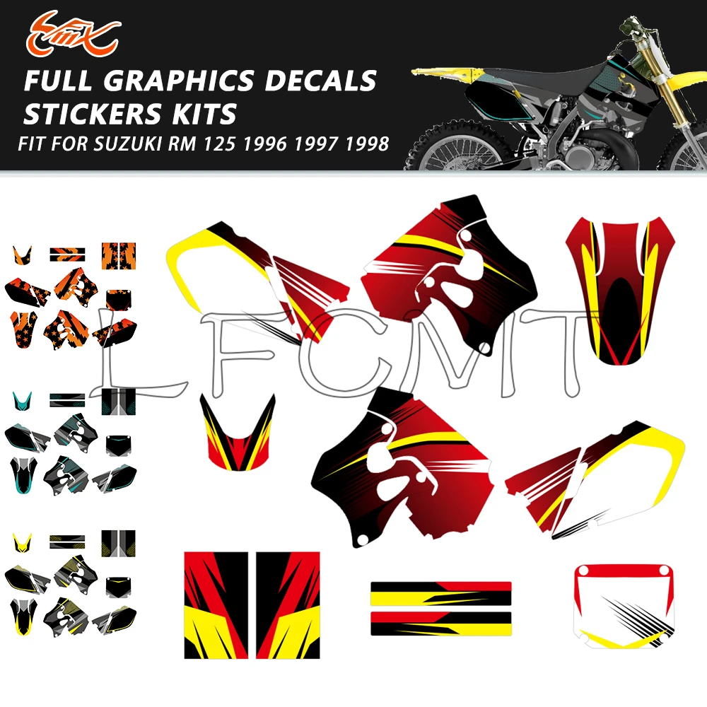 

Full Fairing Graphics Decals Stickers Kits Motorcycle Background Fit for Suzuki RM125 RM250 RM 125 250 1996 1997 1998