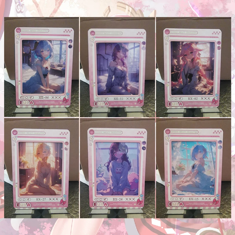 cartas-colecionaveis-anime-goddess-story-ex-kafka-rem-hoshino-ai-yae-miko-keqing-furina-raiden-shogun-ganyu-nahida-shenhe