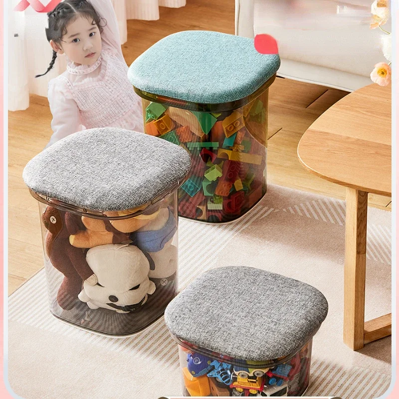 Shoe Stool, Plastic Transparent Storage Box, Household Storage Stool, Multi-Function Toy Organizer, Arrangement Box