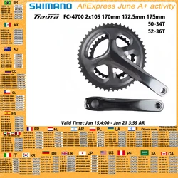 Shimano Tiagra 4700 Crankset 10Speed 165mm/170mm/172.5mm/175mm 50-34T 52-36T Road Bike Bicycle Crank 2x10s Bicycle Chainwheel