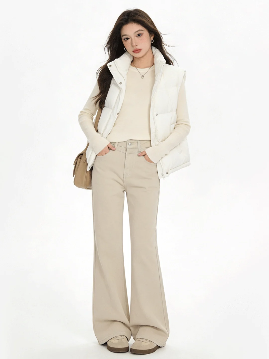 

Slimming High Waist Bell Bot Jeans Faionable Spring Early Skin Friendly Classic Straight Leg Trousers Ladies Denim Pants