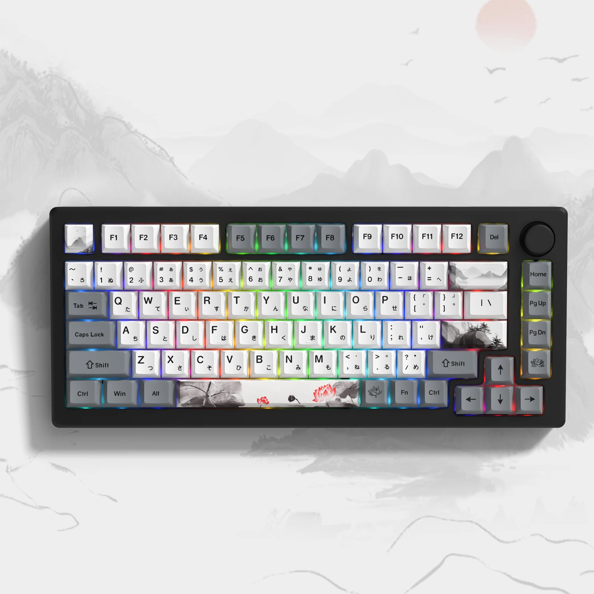 Imagem -03 - Mulher-cereja Perfil Dye Sub Flor Tecla Caps Teclado Mecânico 140 Teclas Pbt 60 75 100 Gateron mx Switches 60 75
