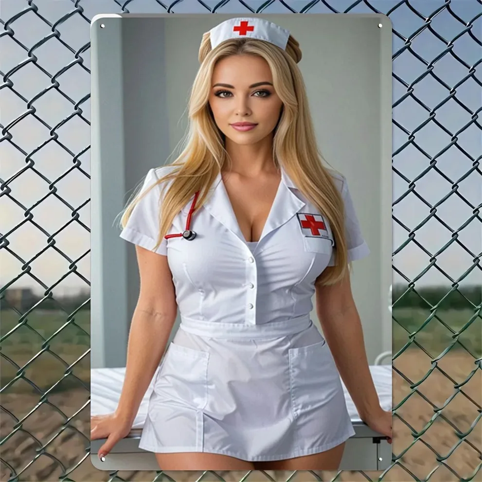 Abstract Nurse Red Cross Stethoscope Aluminum Wall Art, Nursing Gift Home Decor