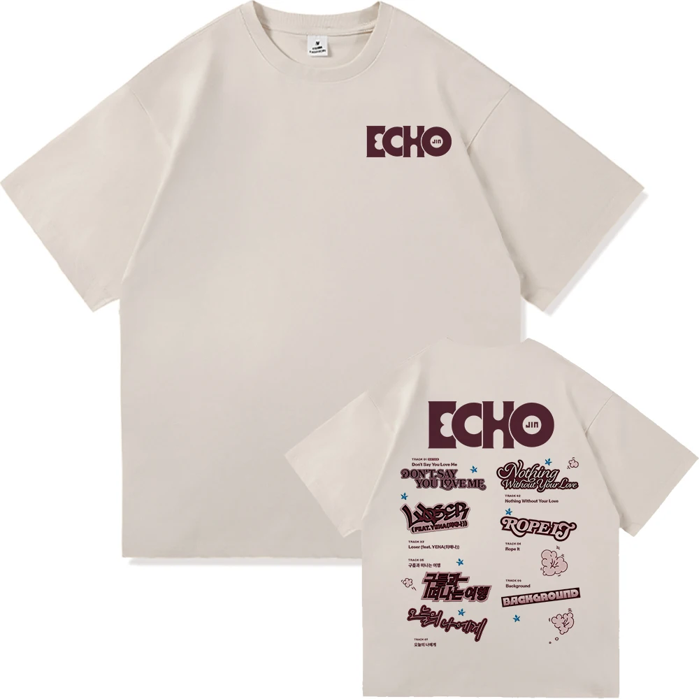 Jin Echo T Shirt Fashion Men/Womne New Album Runseokjin EP Tour 2025 T-Shirt Unisex High Quality Vintage Cool Cotton Tees Shirts