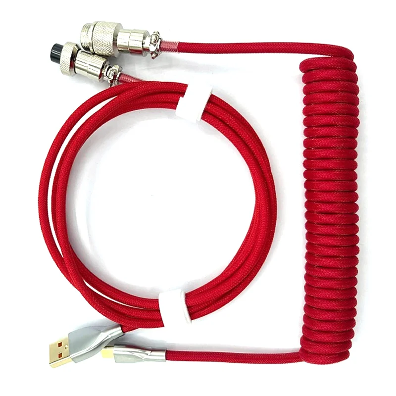 A56XQ Mechanical Keyboard Coiled Cable Type C to USB Data Cable Game Keyboard Cable Mechanical Keyboard Cable Red