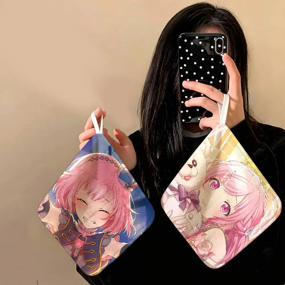 Anime Figure Emu Otori Polyester Cotton Hand Wiping Towel, Hanging Design, Durable for Household Restaurant Toilet Use