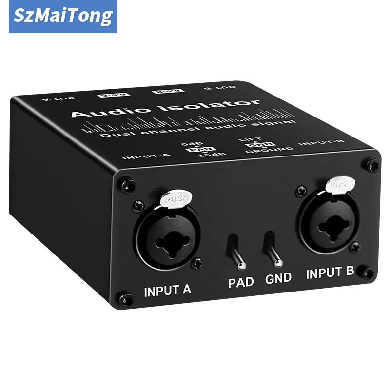2 Way XLR RCA Multi-functional Audio Isolator Professional Passive Noise Filter Accessories for Live Broadcast Studio